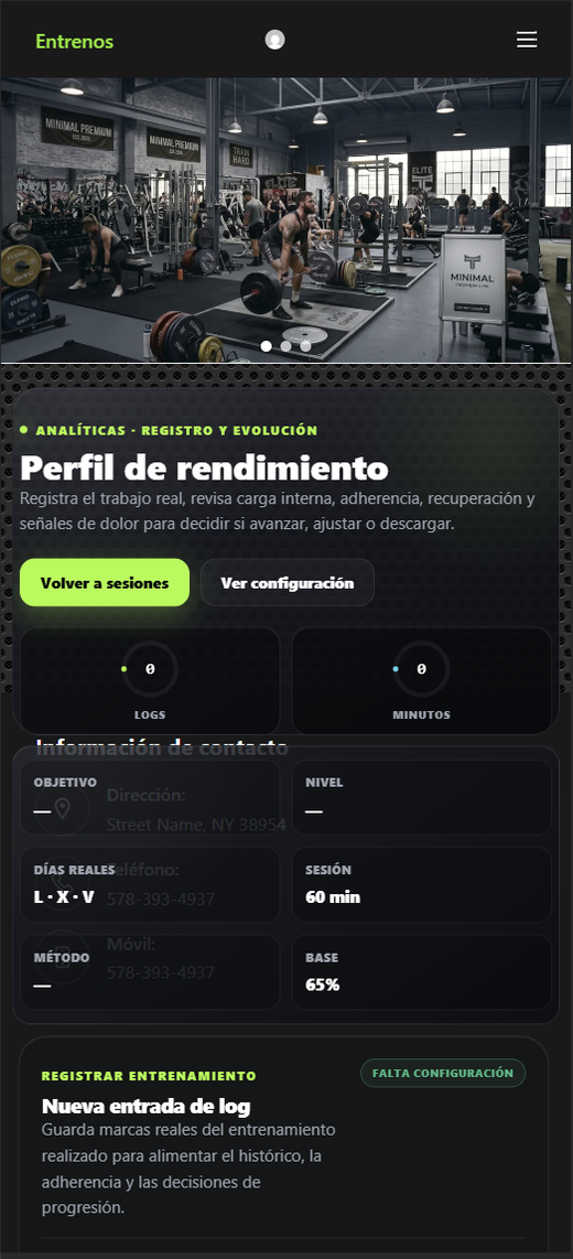 ENTRENOS · Perfil de rendimiento