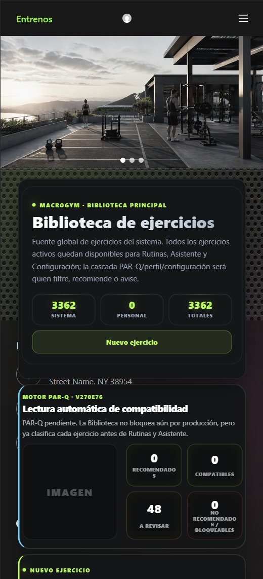 ENTRENOS · Biblioteca de ejercicios