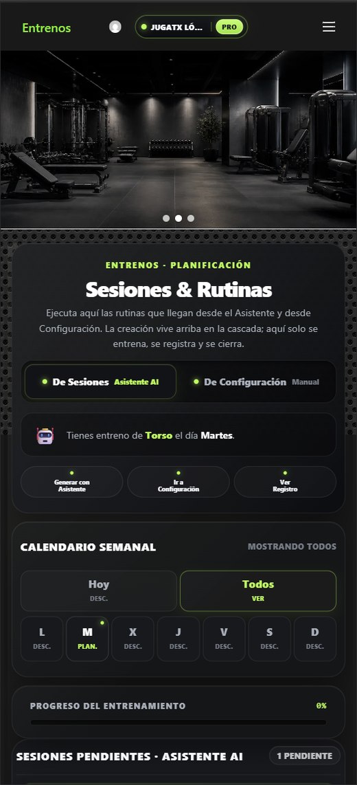 ENTRENOS · Sesiones y rutinas